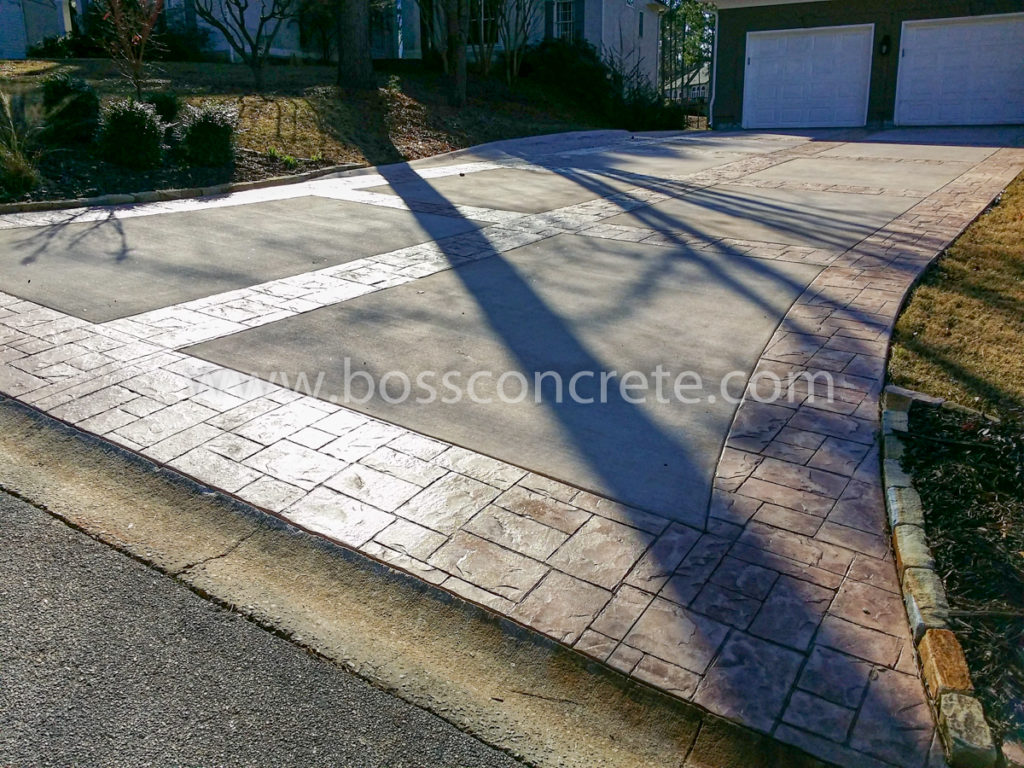 Colored stamped concrete driveway in Atlanta